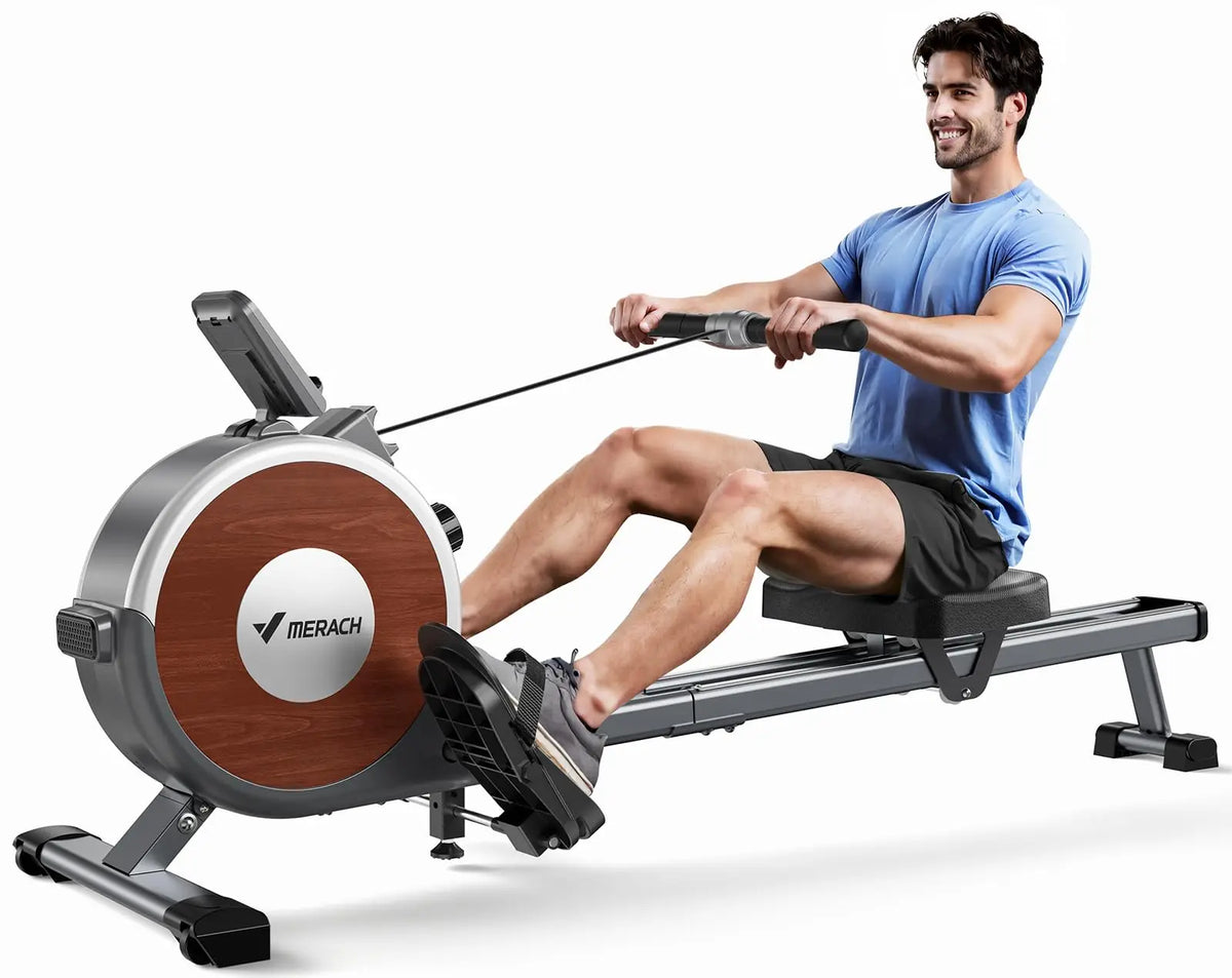 MERACH Rowing Machine Magnetic Rower Machine for Home 16 Levels Quiet Resistance Dual Slide Rail Max 350lb Weight Capacity R02