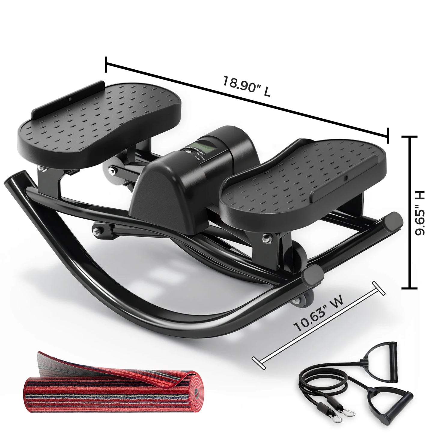 Rock Stepper Exercise Machine, Silent Lateral Swing Stepper with Resistance Ropes & Yoga Mat, Portable Mini Stair Climber Home