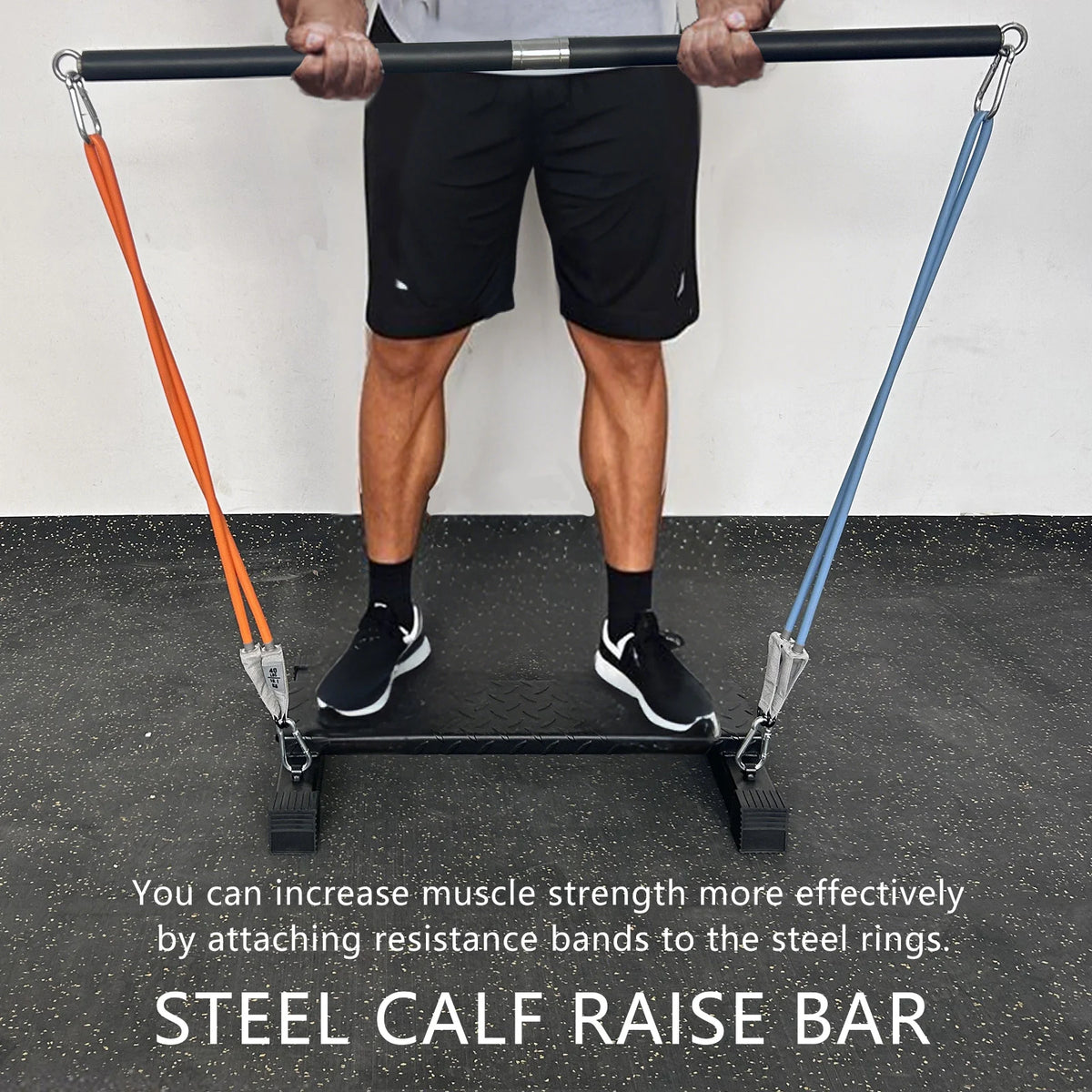 Multifunctional Steel Calf Raise Bar, Wide Standing Calf Raise Block for Calves Stretching, Foot Stretch Platform, Anti-Slip Squ