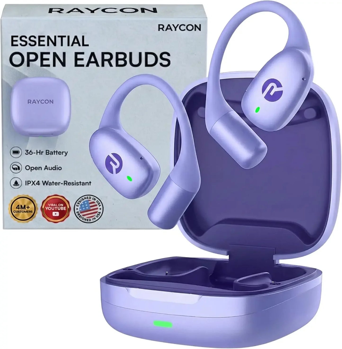 Raycon Essential Open Ear Earbuds – Open Ear Headphones, Earbuds Wireless Bluetooth, Sweat & Water-Resistant