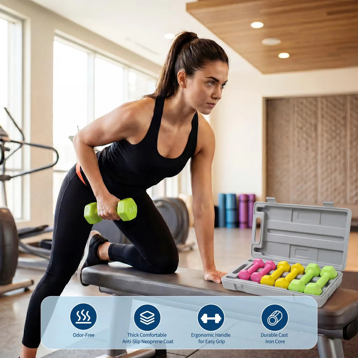 Dumbbell Set for Women and Men, Neoprene Dumbbell Free Hand Weight Set for Home Gym, Packed in Pairs