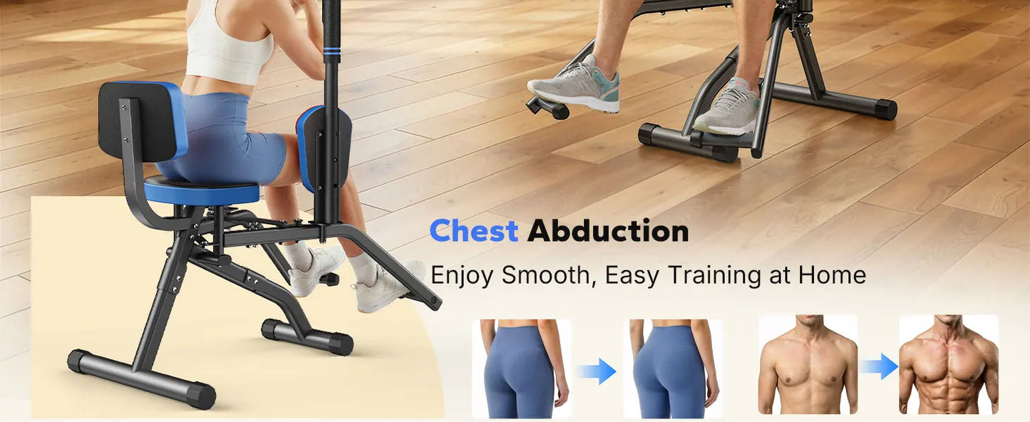 MERACH Hip Abductor Butt Toning Leg Adductor Trainer Machine Adjustable Resistance Glute & Inner Thigh Workout Equipment for Home Gym Leg Workout and Booty Builder with Bands and Dual Foot Bar 360° Rotating Leg Pads for Wome