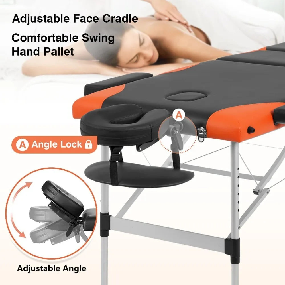 Massage Bed 3 Folding Protable Massage Table Aluminium Frame Lash Bed 28in Wide