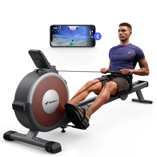 MERACH Rowing Machine Magnetic Rower Machine for Home 16 Levels Quiet Resistance Dual Slide Rail Max 350lb Weight Capacity  R02