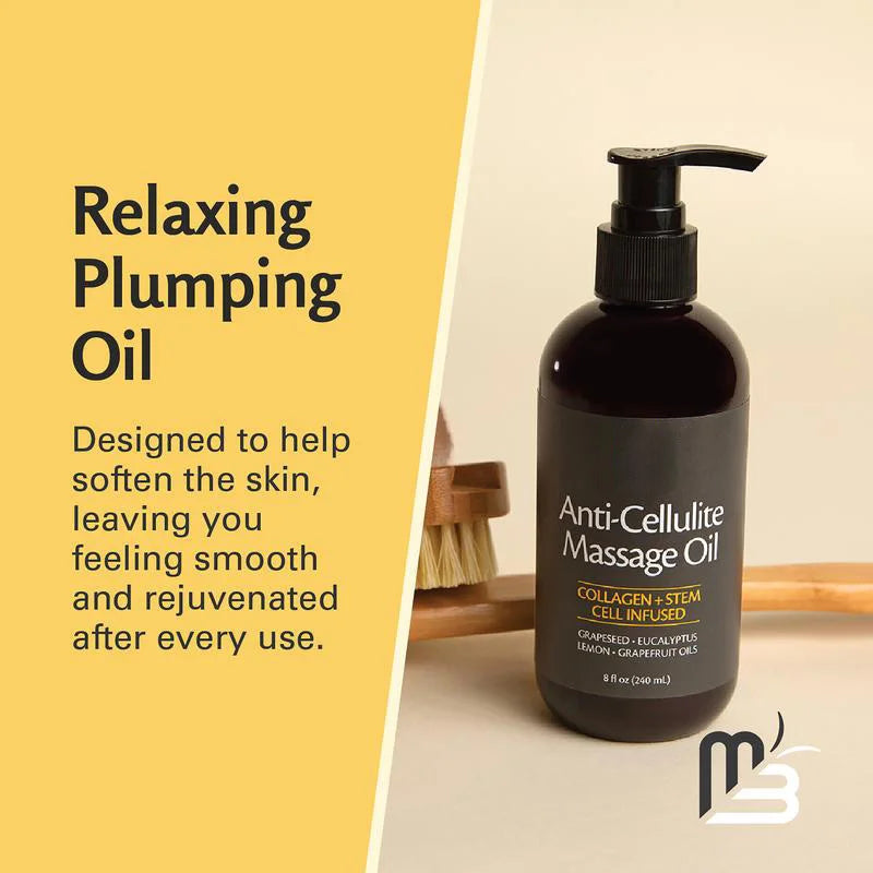 M3 Naturals Cellulite Massage Oil 8oz - Smooth the Appearance of Cellulite - Body Care & Skin Care Massage Oil - Topical Collage