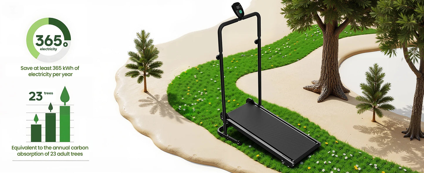 Non-Electric Treadmill with Dual Flywheel & Fixed Incline - Motorless Treadmill with LCD Monitor,Non-Slip Belt,for Home/Gym Use