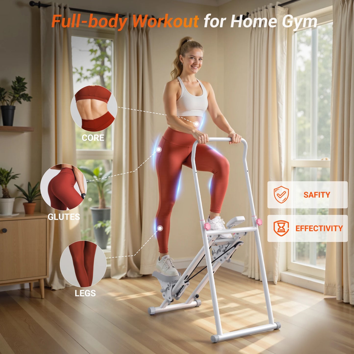 MERACH Stair Stepper for Home Gym Exercise, New Version Stairmaster for Full-Body Workout, Compact Folding Stair Climber with Extended Step Range, Adjustable Handlebar/Pedal