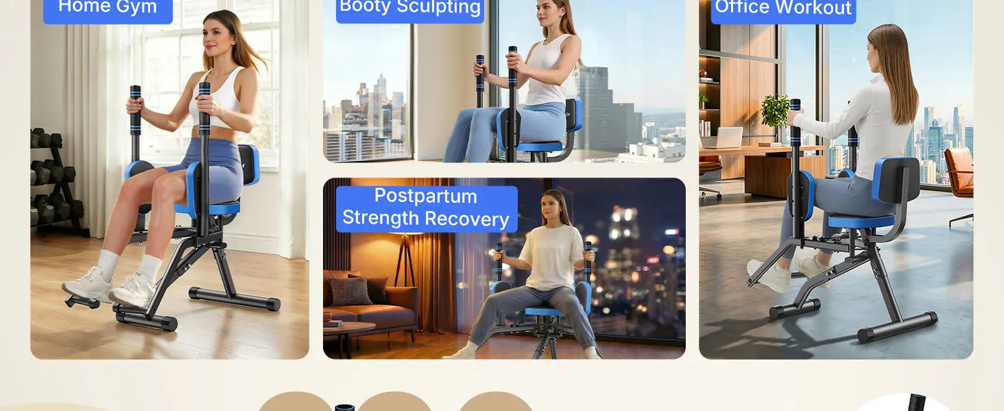 MERACH Hip Abductor Butt Toning Leg Adductor Trainer Machine Adjustable Resistance Glute & Inner Thigh Workout Equipment for Home Gym Leg Workout and Booty Builder with Bands and Dual Foot Bar 360° Rotating Leg Pads for Wome