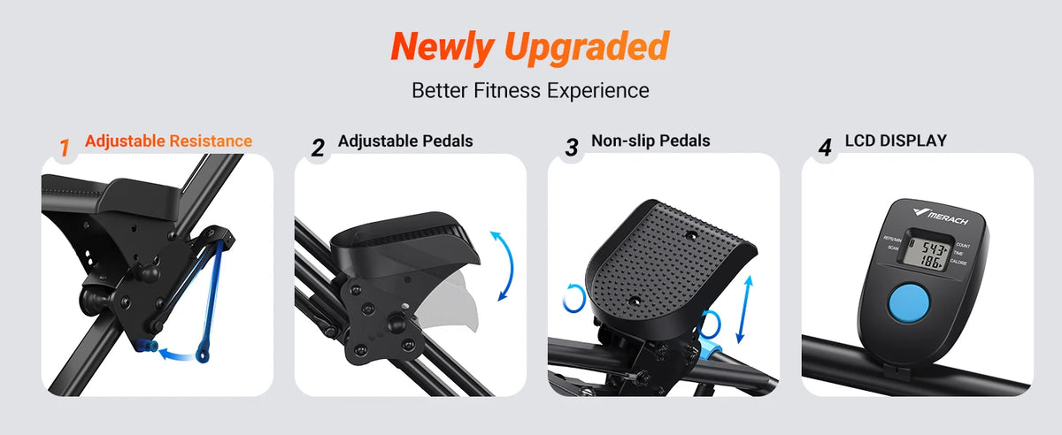 MERACH Stair Stepper for Home Gym Exercise, New Version Stairmaster for Full-Body Workout, Compact Folding Stair Climber with Extended Step Range, Adjustable Handlebar/Pedal