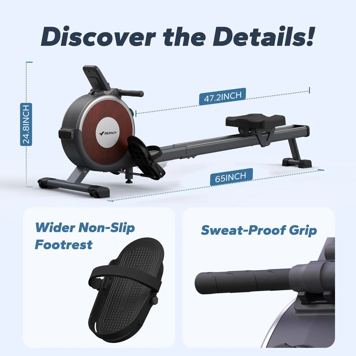 MERACH Rowing Machine Magnetic Rower Machine for Home 16 Levels Quiet Resistance Dual Slide Rail Max 350lb Weight Capacity  R02