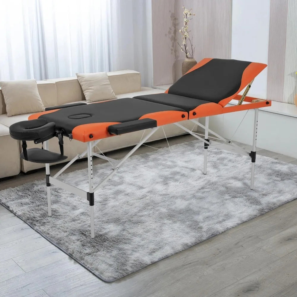 Massage Bed 3 Folding Protable Massage Table Aluminium Frame Lash Bed 28in Wide