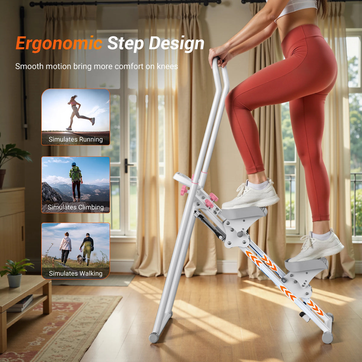 MERACH Stair Stepper for Home Gym Exercise, New Version Stairmaster for Full-Body Workout, Compact Folding Stair Climber with Extended Step Range, Adjustable Handlebar/Pedal