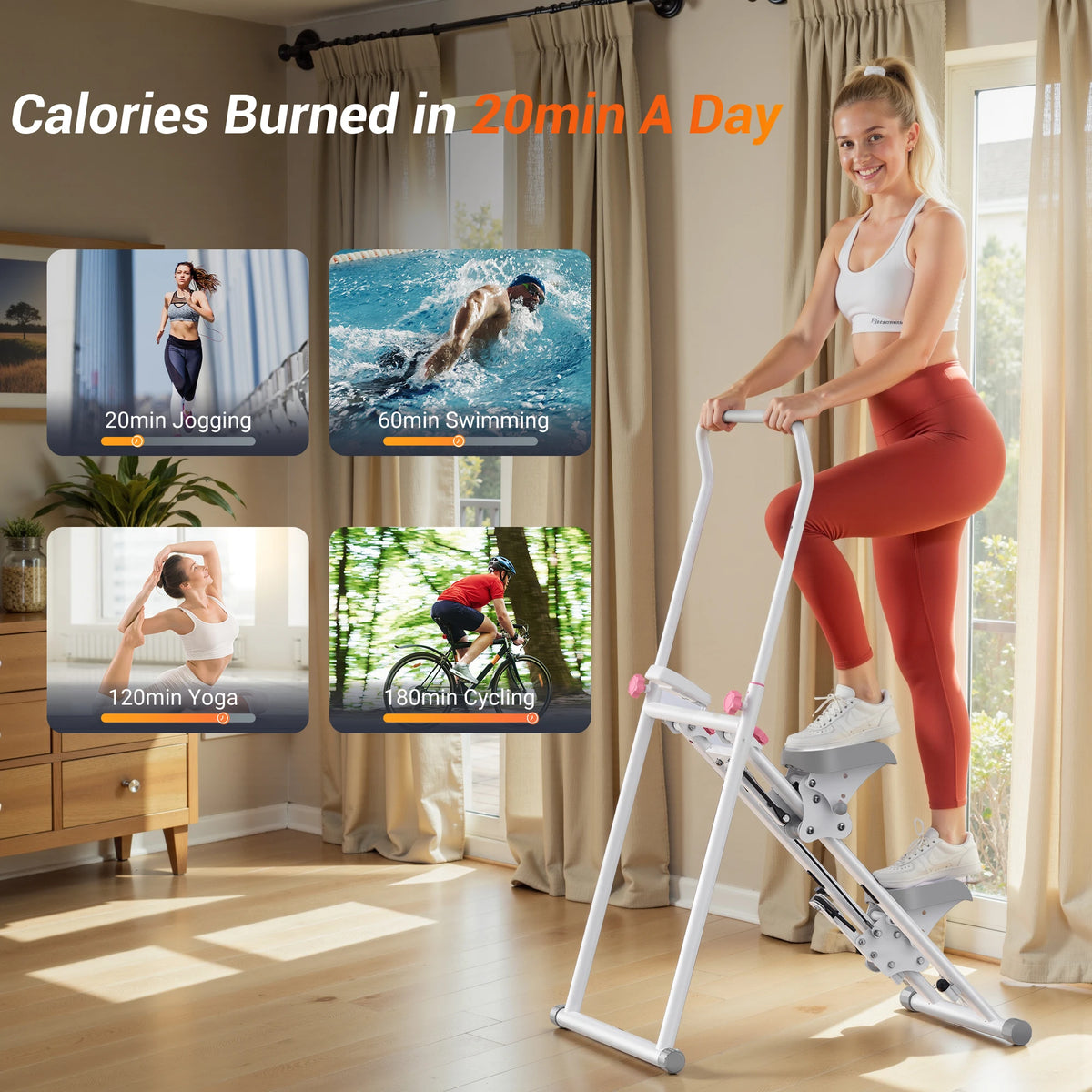 MERACH Stair Stepper for Home Gym Exercise, New Version Stairmaster for Full-Body Workout, Compact Folding Stair Climber with Extended Step Range, Adjustable Handlebar/Pedal