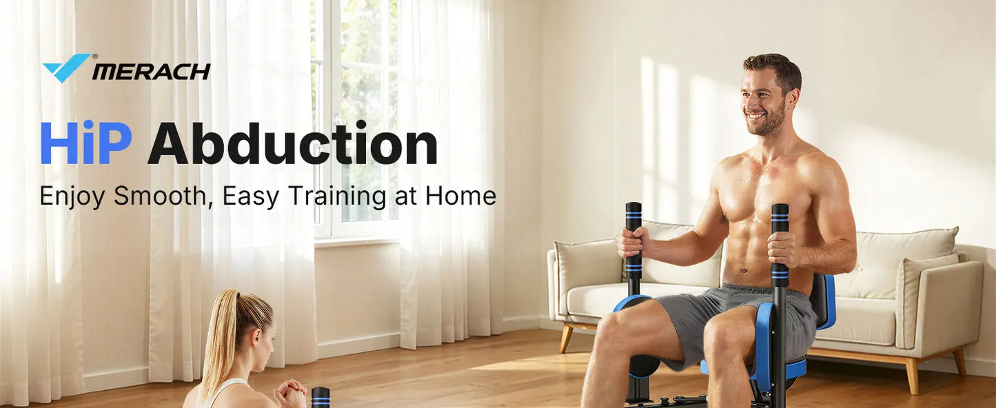 MERACH Hip Abductor Butt Toning Leg Adductor Trainer Machine Adjustable Resistance Glute & Inner Thigh Workout Equipment for Home Gym Leg Workout and Booty Builder with Bands and Dual Foot Bar 360° Rotating Leg Pads for Wome