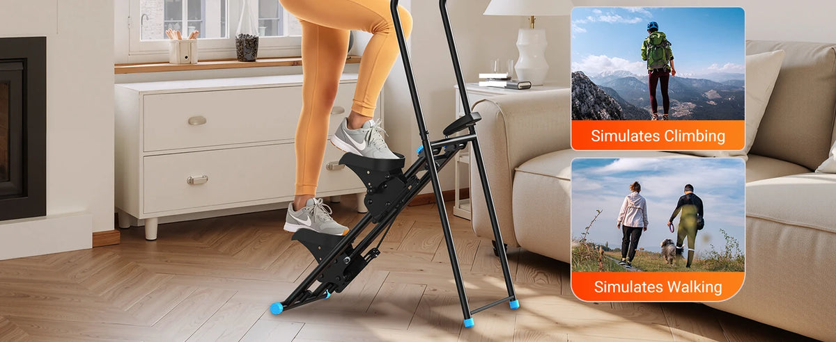 MERACH Stair Stepper for Home Gym Exercise, New Version Stairmaster for Full-Body Workout, Compact Folding Stair Climber with Extended Step Range, Adjustable Handlebar/Pedal