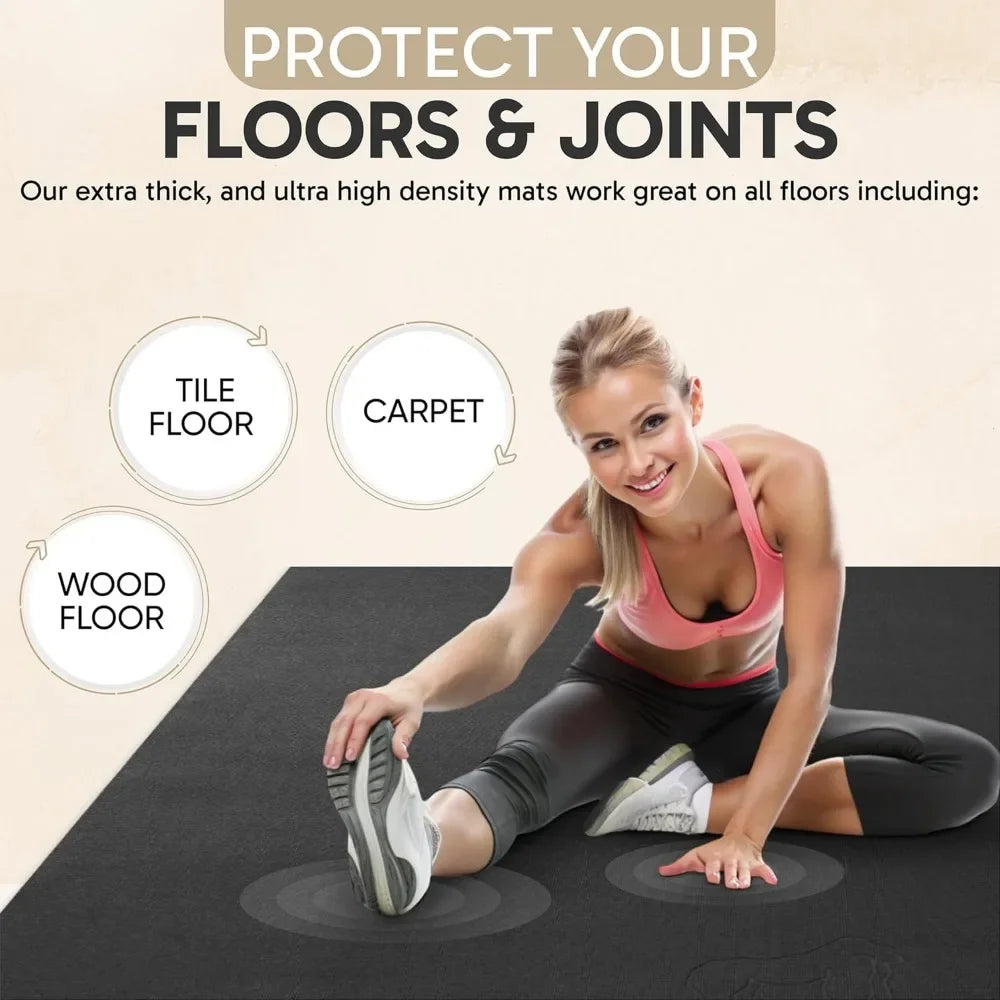 Extra Large Exercise Mat 6x4 to 10x4 1 4 Inch Thick Non Slip Durable Home Gym Flooring Yoga Fitness Weight Lifting