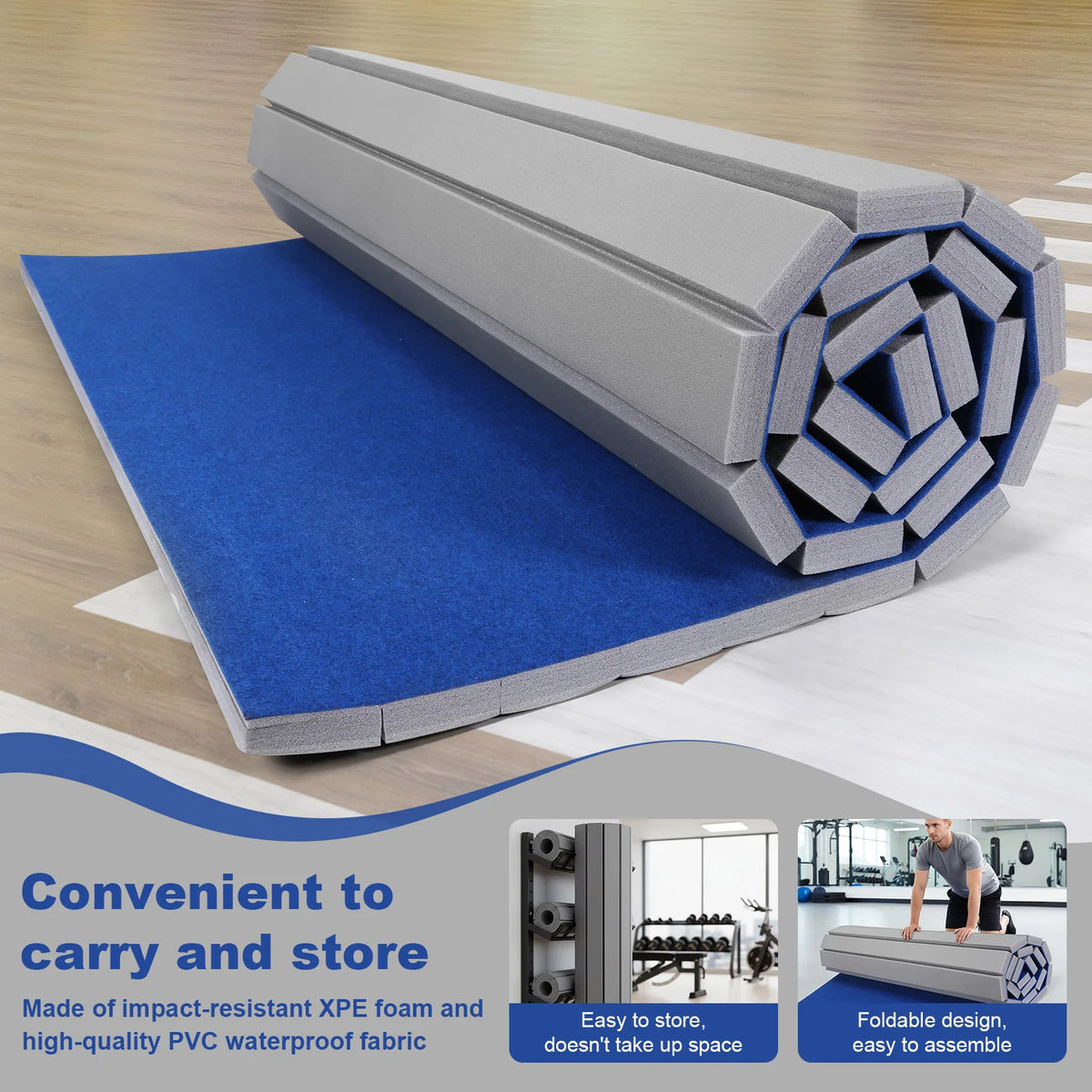 Gym Exercise Mats 118.11x70.87x1.57in Gymnastics Tumbling Mats with Grippy Surface for Home Yoga Fitness Pilates Martial Art
