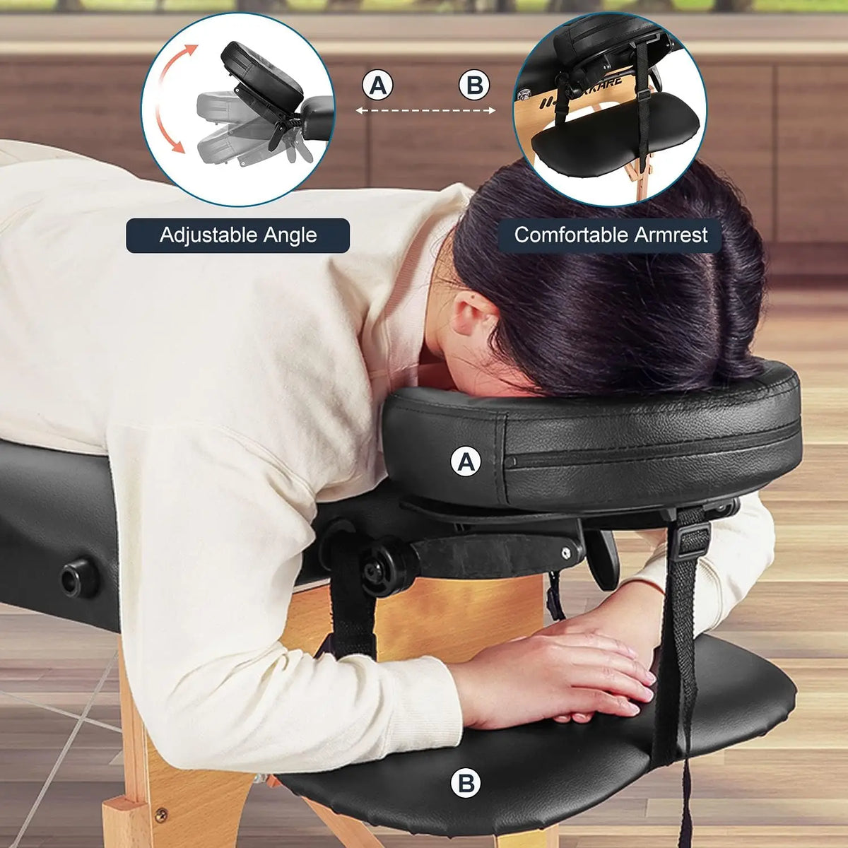 Massage Table Portable Wooden Lash Bed 24" Wide Massage Bed Foldable Beauty Spa Tattoo Face Cradle Adjustable, Customized