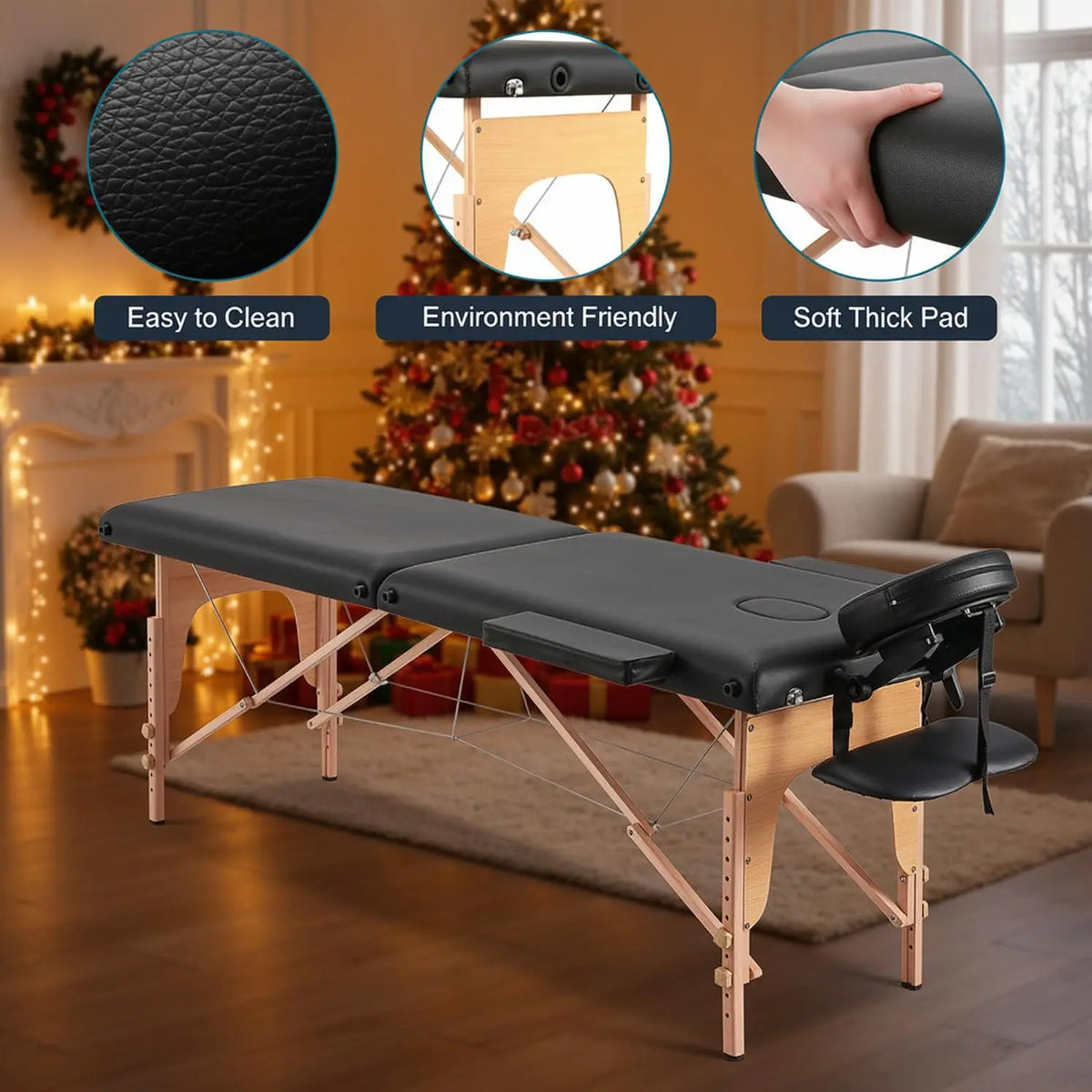 Massage Table Portable Wooden Lash Bed 24" Wide Massage Bed Foldable Beauty Spa Tattoo Face Cradle Adjustable, Customized