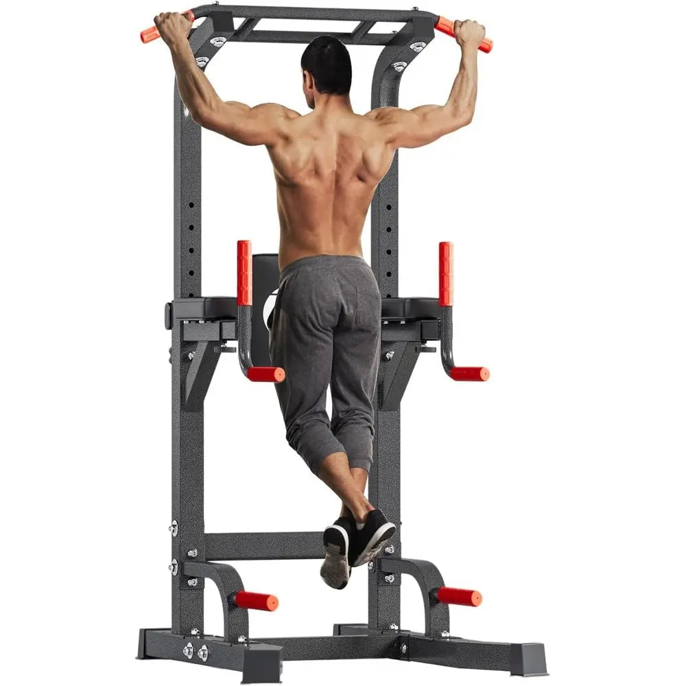 Power Tower Pull Up Bar Dip Station, All in One ree Standing Pull Up Bar or Home Gym with 7-Level Height Adjustable, Multi-uncti