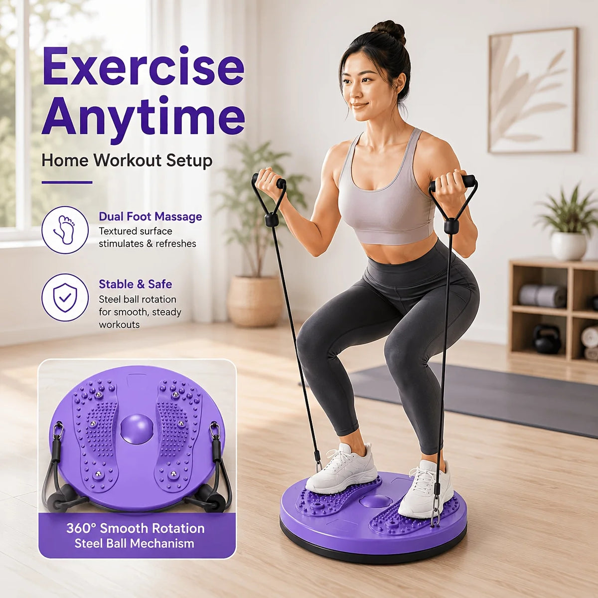 Silent Home Fitness Equipment Waist Twister Abdominal Twisting Board for Exercise - Compact Size for Efficient Core Training