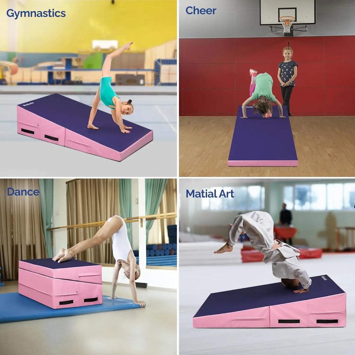 48'x24'x14' Tumbling Mat - Folding Gymnastics Cheese Wedge Mat for Kids, Girls Home Training