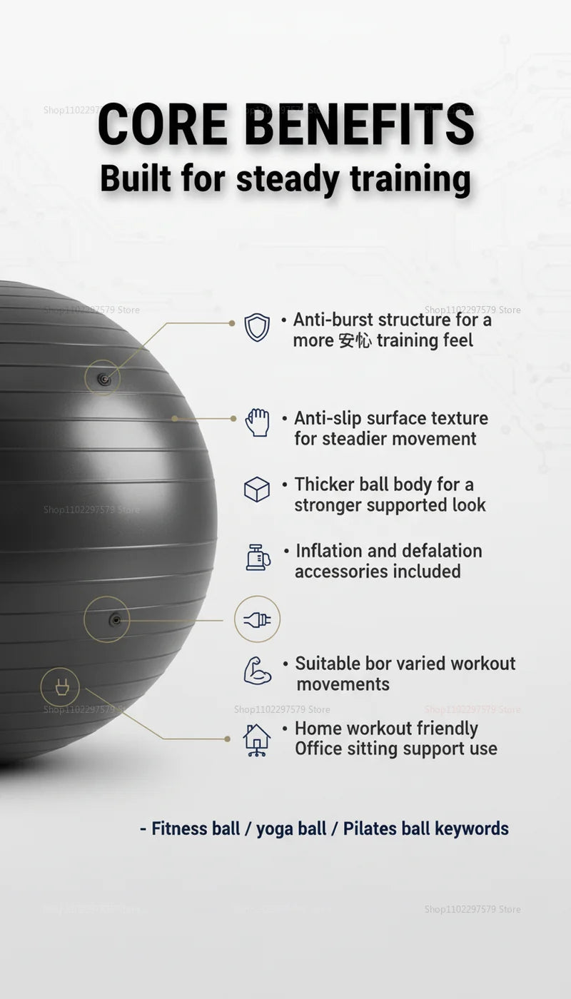 High Quality Explosion-proof Inflatable Yoga Ball, Suitable for Exercise and Balance, Suitable for Gym, Yoga and Home Training