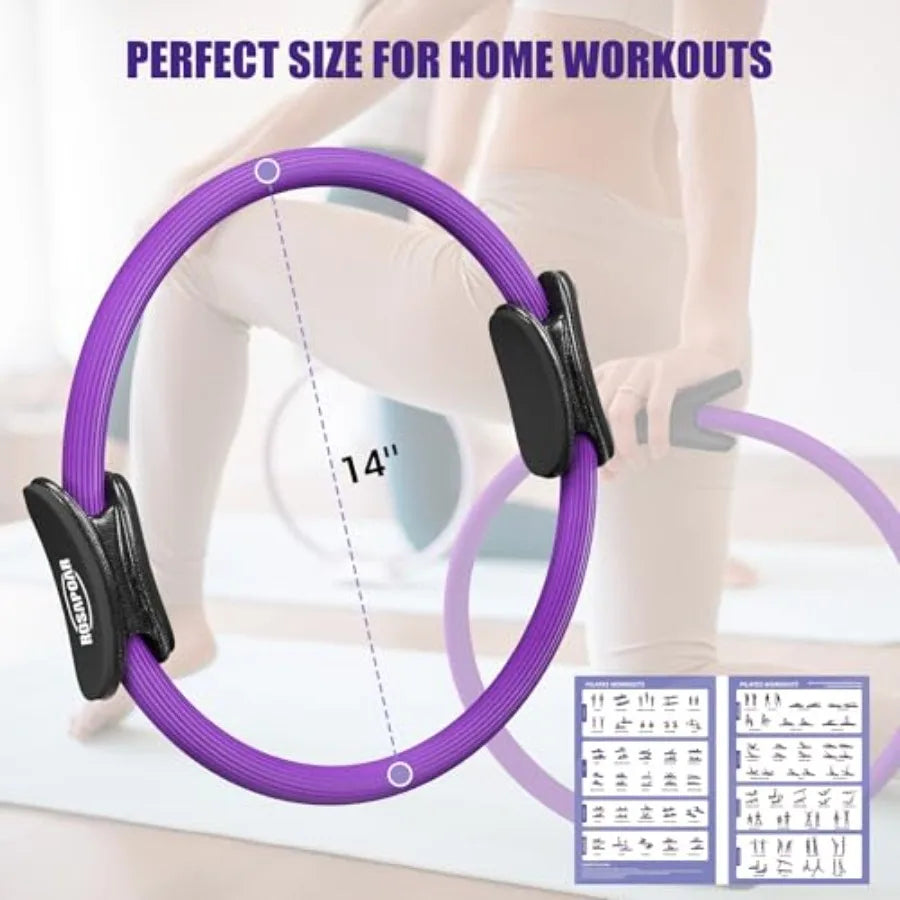 Pilates Essentials Kit for Women, Pilates Ring Set - 14" Magic Circle with Yoga Ball and Resistance Bands Pilates Kit for Home