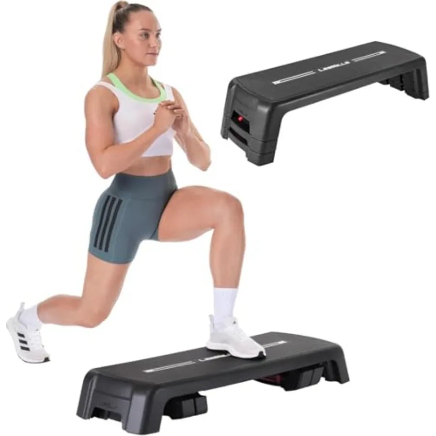 SMARTSTEP Adjustable Dual Purpose Cardio and Strength Step Platform System with Built-In Risers in Black for Home Gym Use Durab