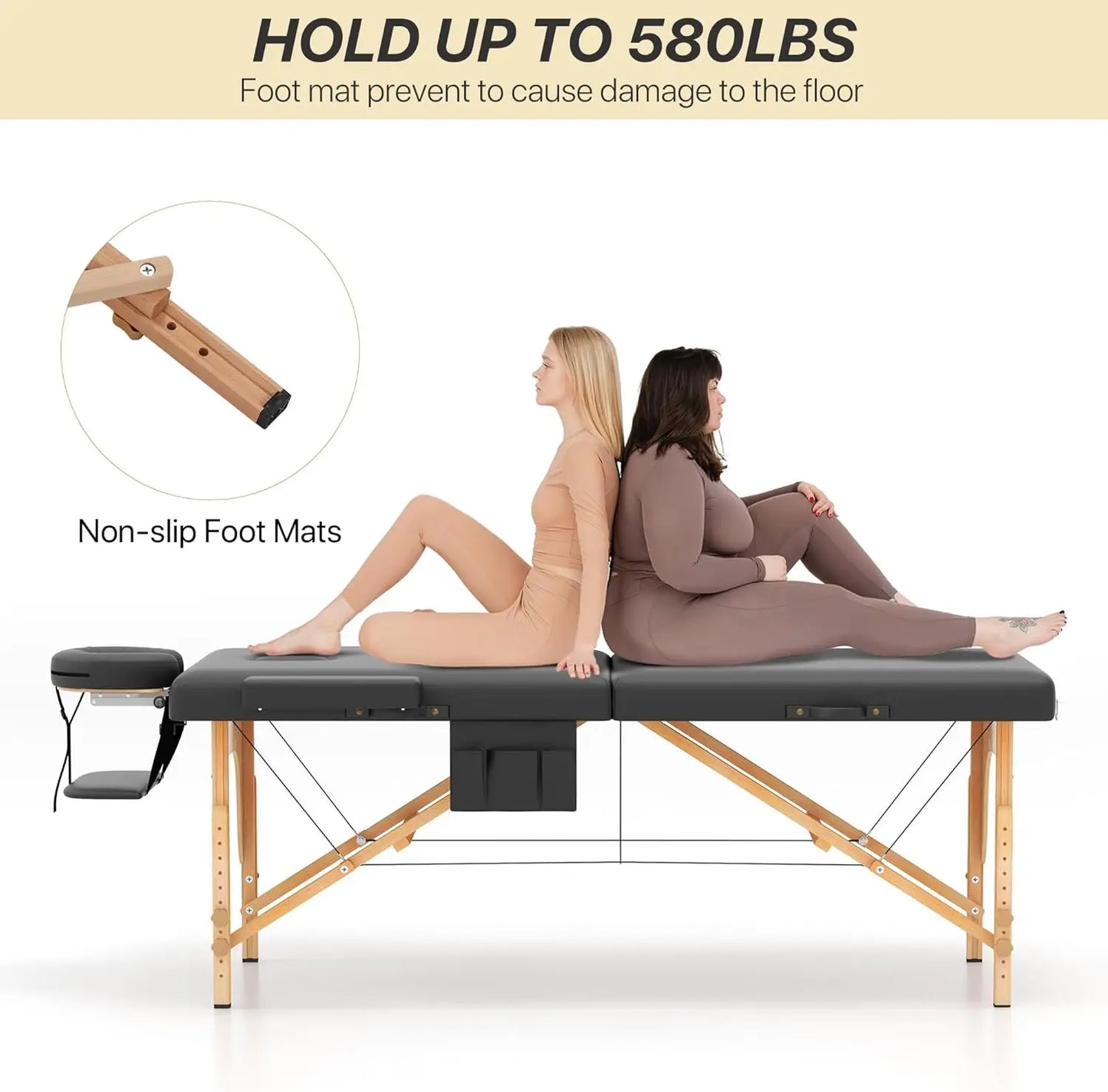 Memory Foam Massage Table, Portable Foldable, Height Adjustable, 84"L x 28"W, Home Salon Spa Bed with Accessories & Carrying Case, Easy Setup
