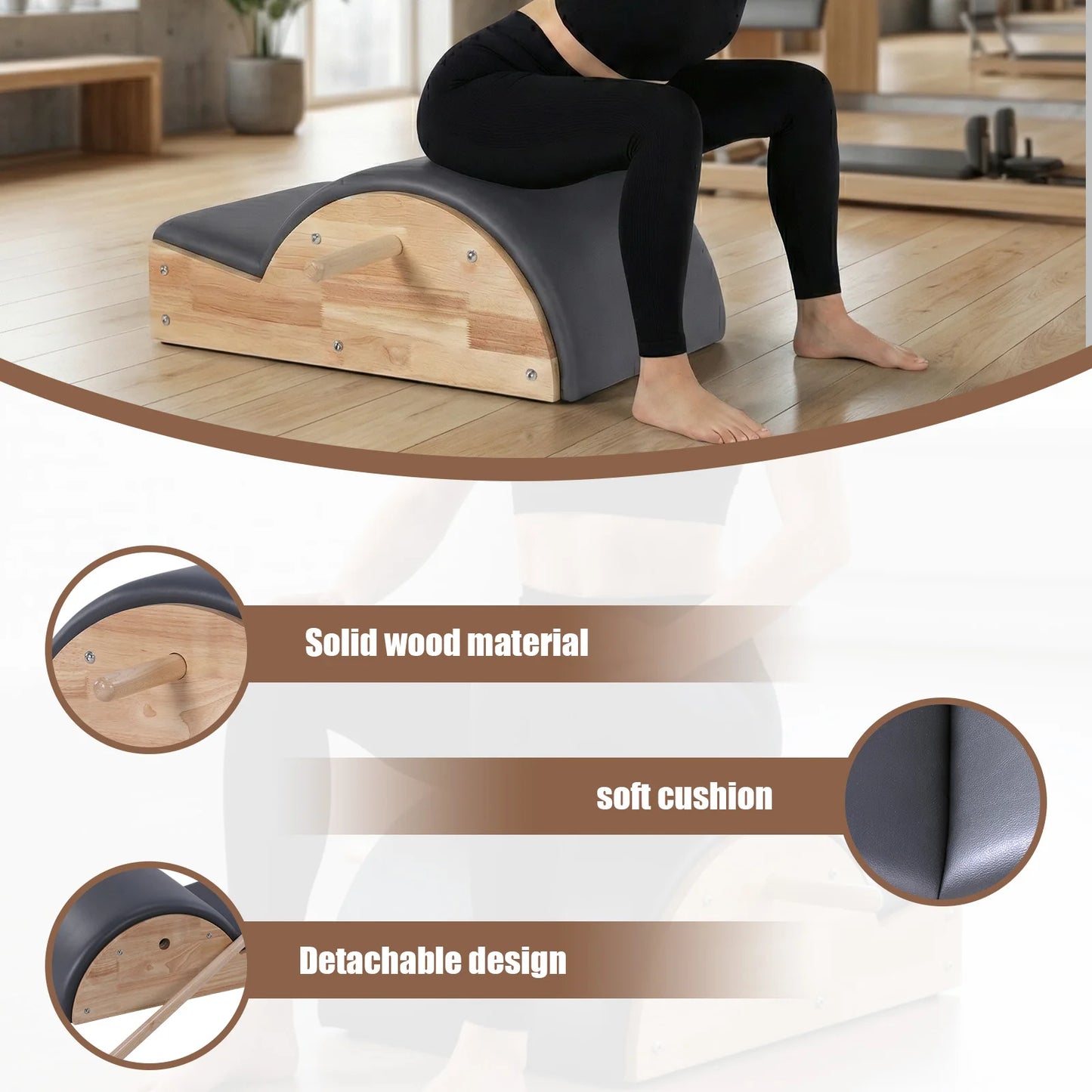 Balanced Body Pilates Arc Pilates Reformer Machine Solid Wood for Balance Body Exercise Multifunctional for Back Flexibility