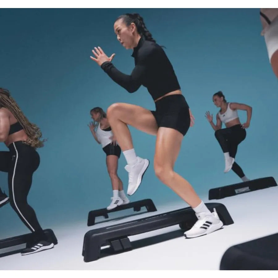 SMARTSTEP Adjustable Dual Purpose Cardio and Strength Step Platform System with Built-In Risers in Black for Home Gym Use Durab