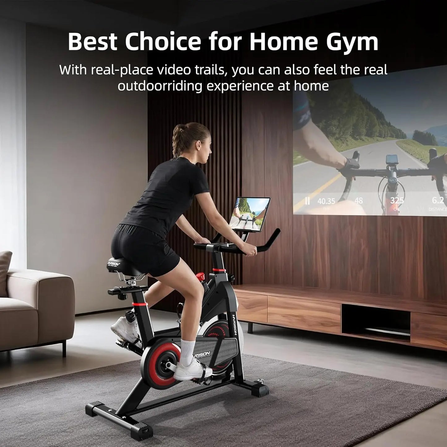 Exercise Bike, Magnetic Stationary Bike for Home, Quiet Dual-Belt Indoor Cycling Spin Bike, 380 lb Capacity, Customized