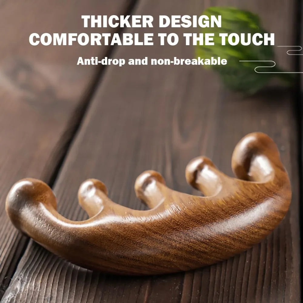 Handmade Natural Green Sandalwood Comb Wide Tooth Wooden Scalp Massager Hair Care Styling Detangling Brush for Men Women