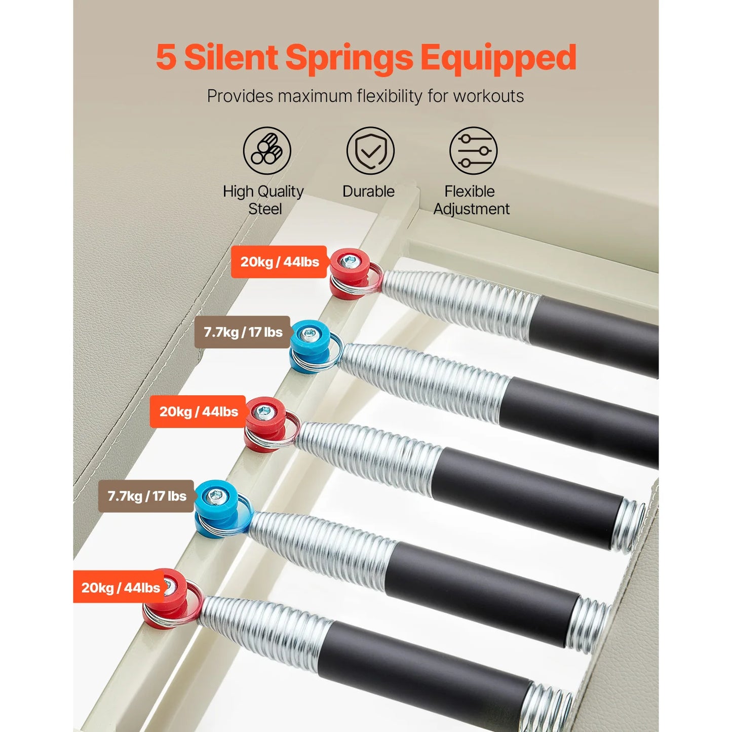 SucceBuy Foldable Pilates Reformer Pilates Workout Machine for Home Gym Studio Use Pilates Bed with Dual Resistance-Spring&Cord