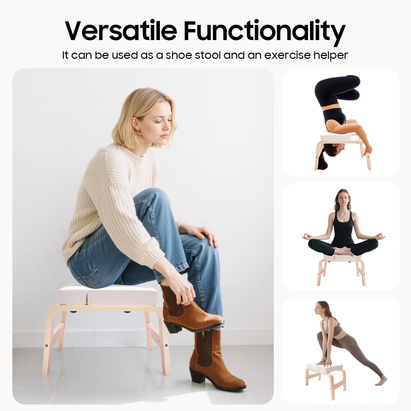 Yoga Headstand, Assistant Inversion Bench, Body Shaping Invert Stool, Chair Body Coordination for Gymnasts 64*36*40cm