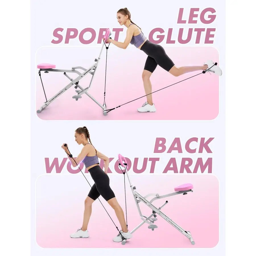 Pink Squat Machine Rowing Machine 2 in 1 Rower Squat Assist Workout Foldable Rower for Home Full Body Worikout Adjusta, Custom