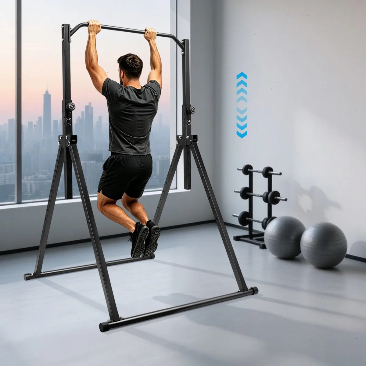 Pull-Up Bar, Single Bar, Gymnastics Practice Bar, Doorway Adjustable, Home Workout, Heavy Duty Steel, Strength Training, Detachable, Non-slip, 440Lbs Weight Capacity, Indoor Exercise for Arms Abs Back