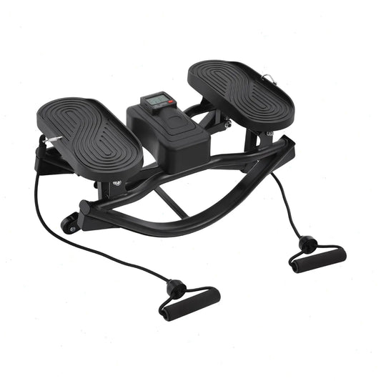 Rock Stepper with Elastic Resistance Bands, Side-to-Side Lateral Rocking Stepper Machine, Digital Display Monitor, Heavy Duty Frame, Home Fitness Equipment for Legs Glutes Workout ﻿