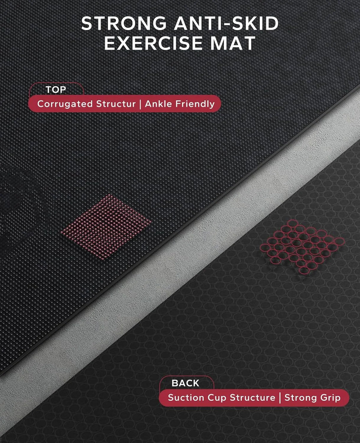 HAPBEAR Large Exercise Mat-7'x5'/6'x8'/6'x9'/6'x10'/6'x12'x8mm(1/3"),Non-Slip, Ultra Durable, Thick Workout Mat for Home Gym Flooring Cardio, Yoga for Fitness, High-Density, Shoes-Friendly