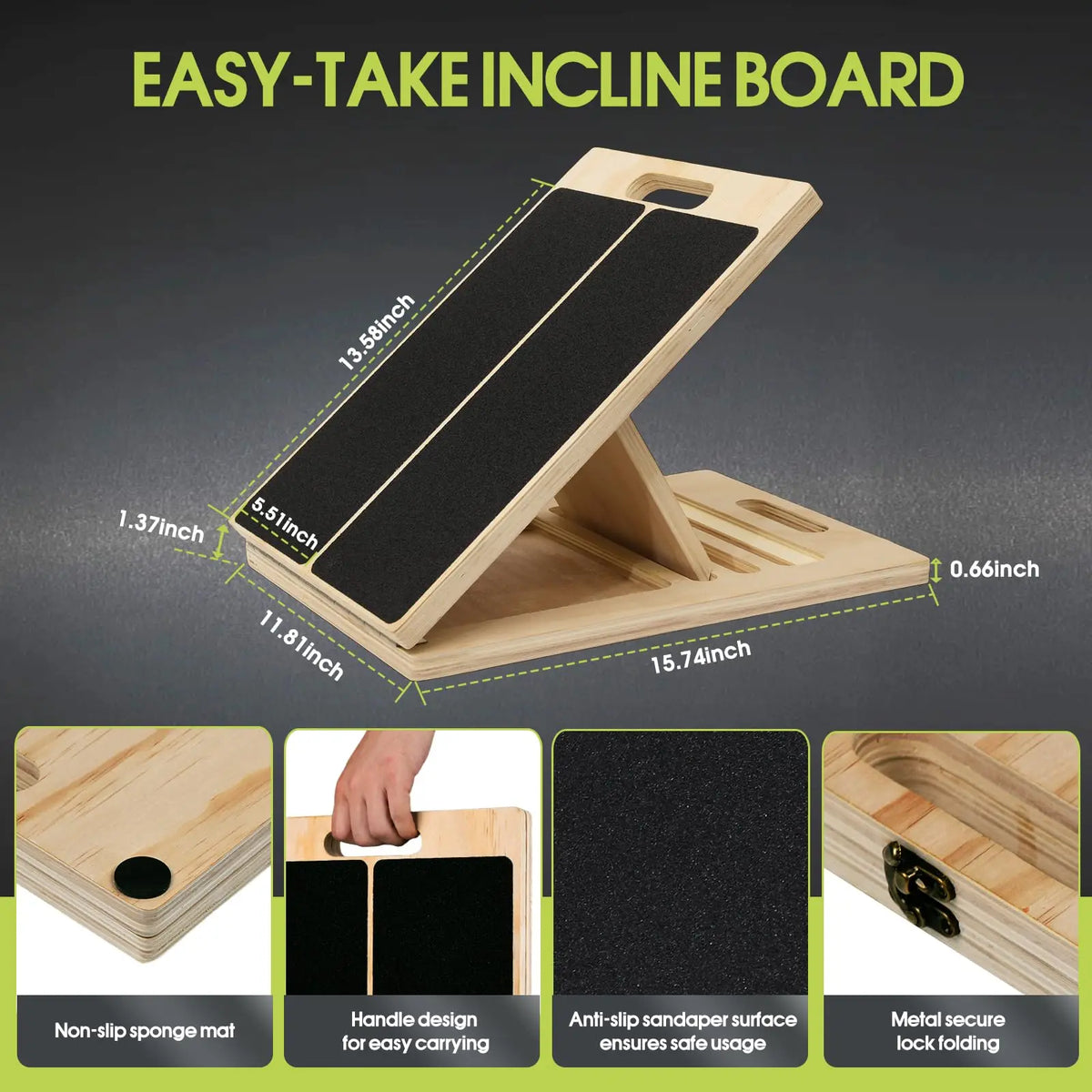 2 in 1 Wooden Balance Board & Calf Stretcher Slant Board, Adjustable Incline Ankle Stretch Board, Anti-Slip Wobble Board , Foot Heel Stretch, Leg Strength Training