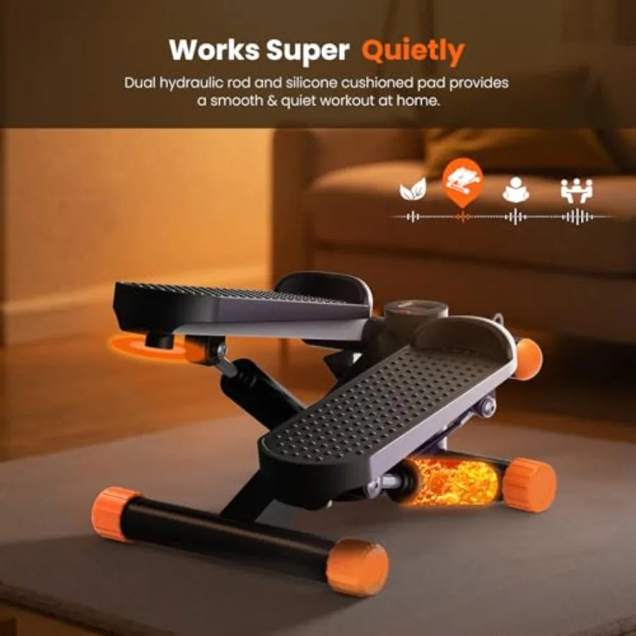 Mini Stair Steppers with Resistance Bands for Exercise at Home, Portable Exercise Twist Stepper Machine for Full Body Workout,