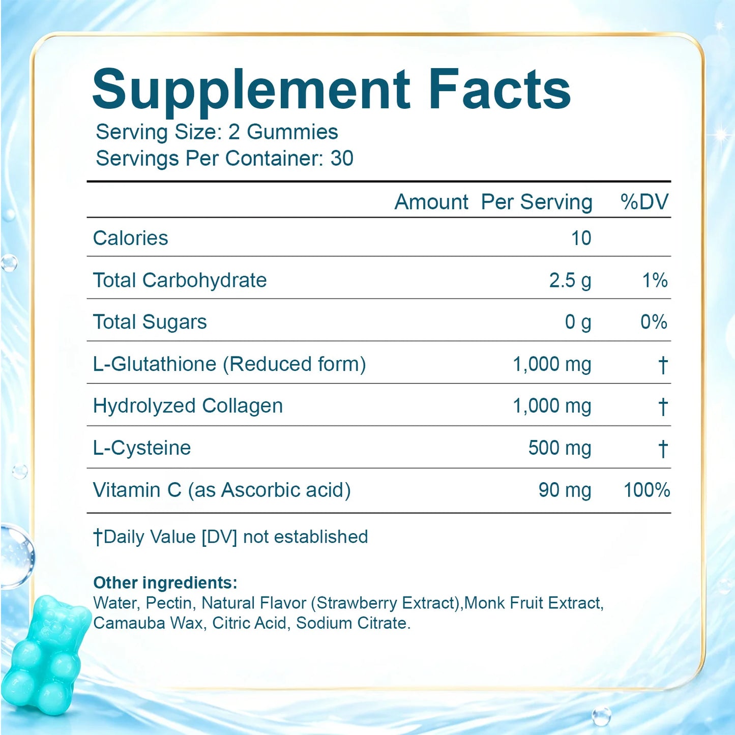 Vanayt Glutathione 1000mg Gummies Hydrolyzed Collagen Vitamin C 60Pcs Skin Health Liver Detox Immune Support Dietary Supplement