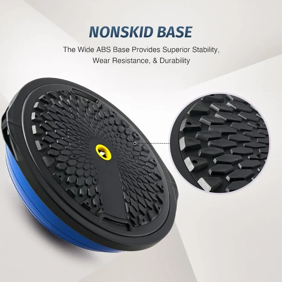 25in. Balance Ball | 660lb Inflatable Half Exercise Ball Wobble Board Balance Trainer w Nonslip Base | Half Yoga Ball Strength T