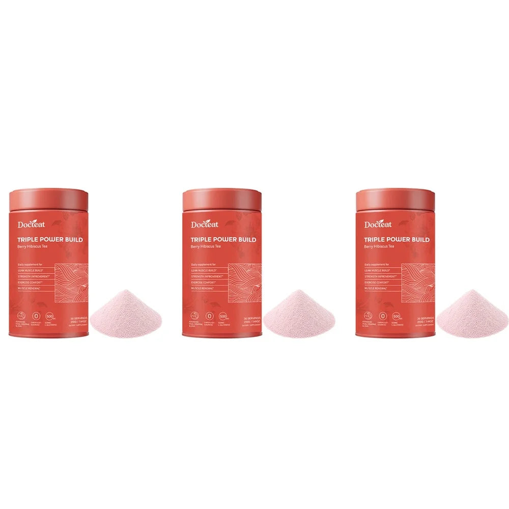 Docteat Berry Hibiscus Tea Creatine Powder with Creatine HCL and L-Glutamine, Supports Hydration and Electrolytes, 30 Servings