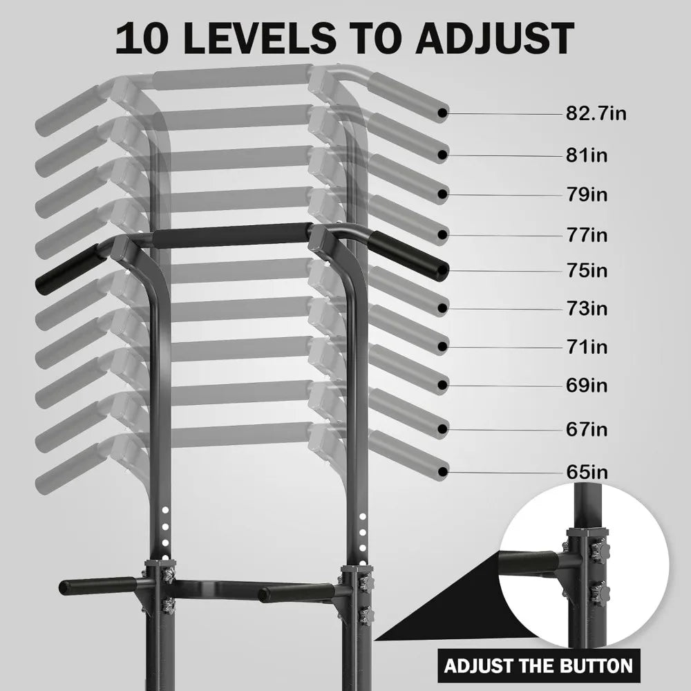 SogesPower Adjustable Height Power Tower Dip Station Pull up Bar Home Gym Strength Training Workout Equipment