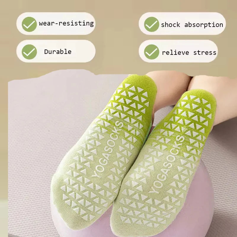 1 Pair Gradient Silicone Yoga Socks Suitable for Women's Pilates Fitness Grip Strength Sports Socks