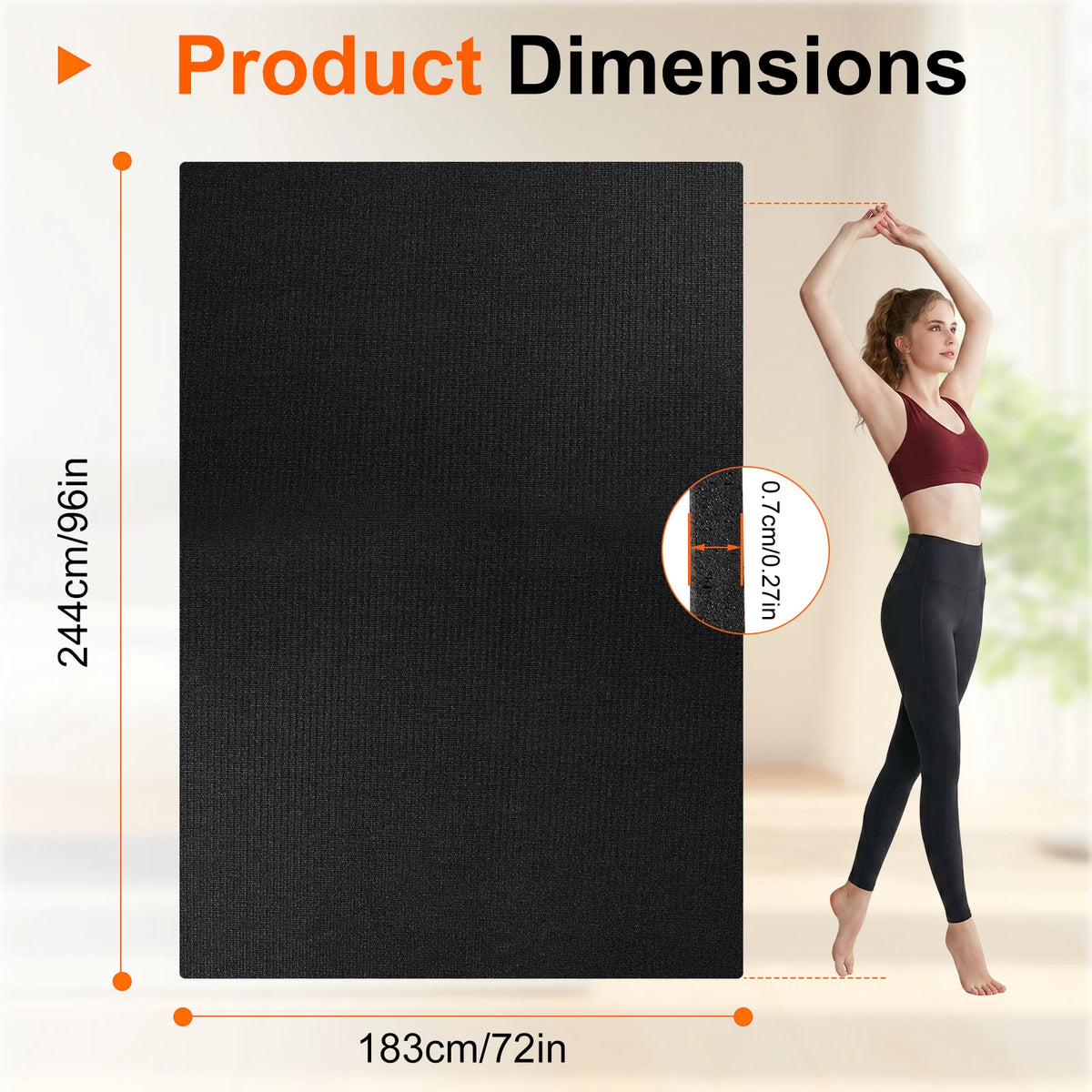 8'x6' (7mm) Thick Workout Mat, High-Density Non-Slip Gym Flooring for Cardio Yoga and Weight Training, Shoe-Friendly Durable Exercise Pad for Home Fitness