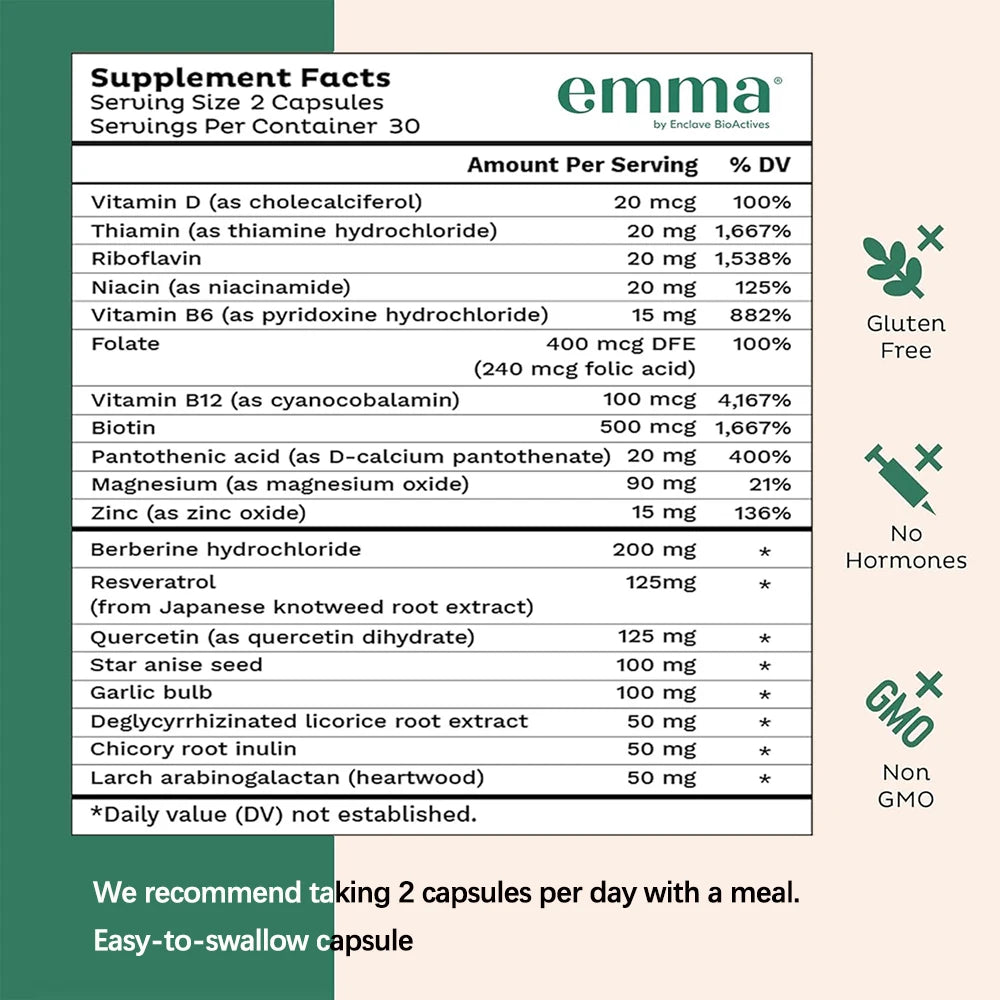 Emma Gut Health Relief Supplement for women and men, Gut and Digestive support capsules for constipation, bloating & gas relief