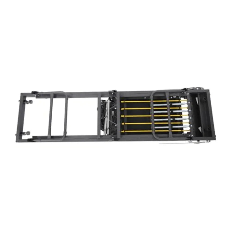 Foldable Pilates Reformer Machine for Home Gym with 3 Adjustable Rope Heights 2 Spring Tension Gears Black Up to 260lbs Capacit